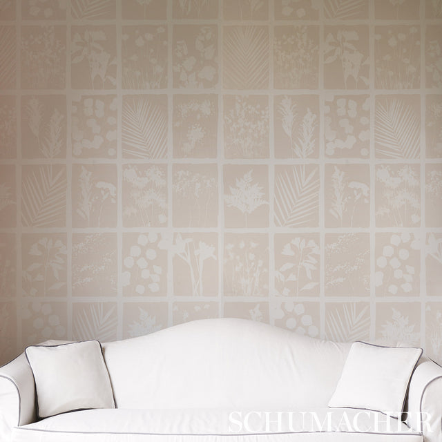 Cyanotype Panel Natural by Schumacher Botanical Grid Wallcovering – Schumacher 5013971