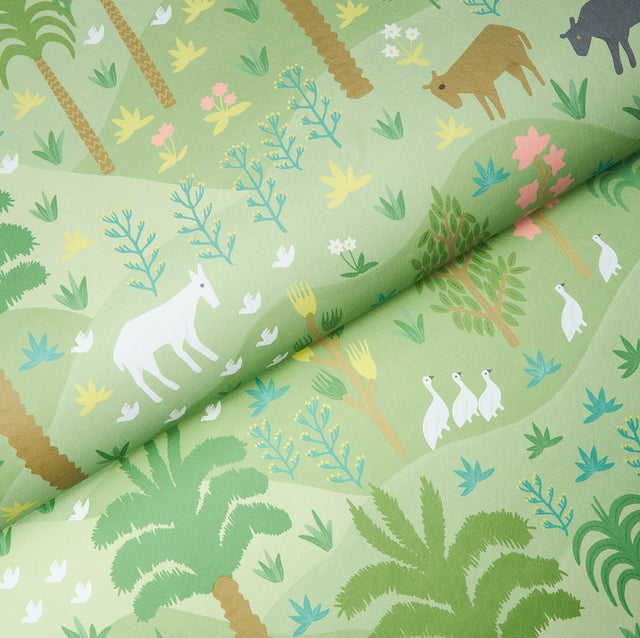 Las Colinas Green Pastoral Landscape Wallpaper – Schumacher 5013980