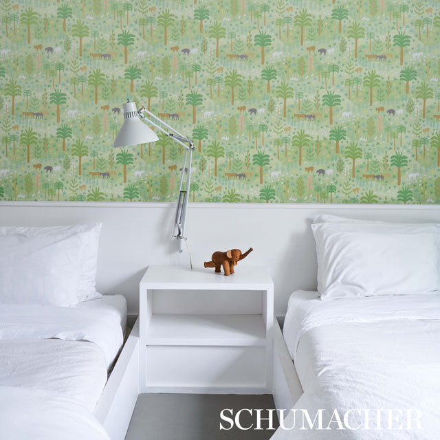 Las Colinas Green Pastoral Landscape Wallpaper – Schumacher 5013980