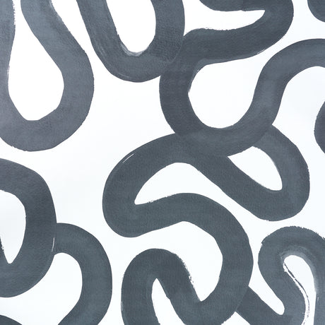 Trace wallpaper in Carbon by Schumacher, featuring a bold, gestural black and white abstract pattern designed by Hadiya Williams.