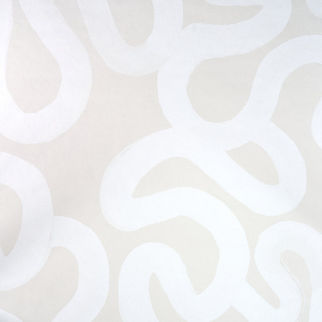 Trace wallpaper in Sesame by Hadiya Williams for Schumacher, featuring a gestural, painterly abstract design in neutral tones.