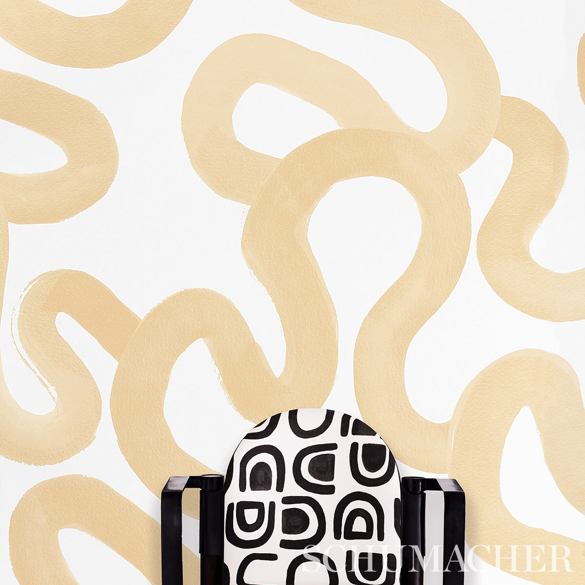 Trace Ochre by Hadiya Williams Abstract Wallpaper – Schumacher 5013993