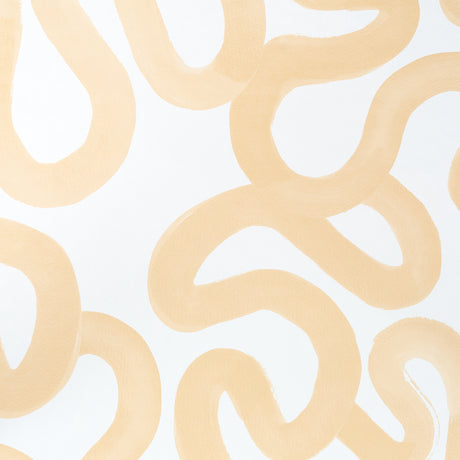 Trace wallpaper in ochre by Hadiya Williams for Schumacher, featuring a gestural, painterly abstract design in warm ochre tones.