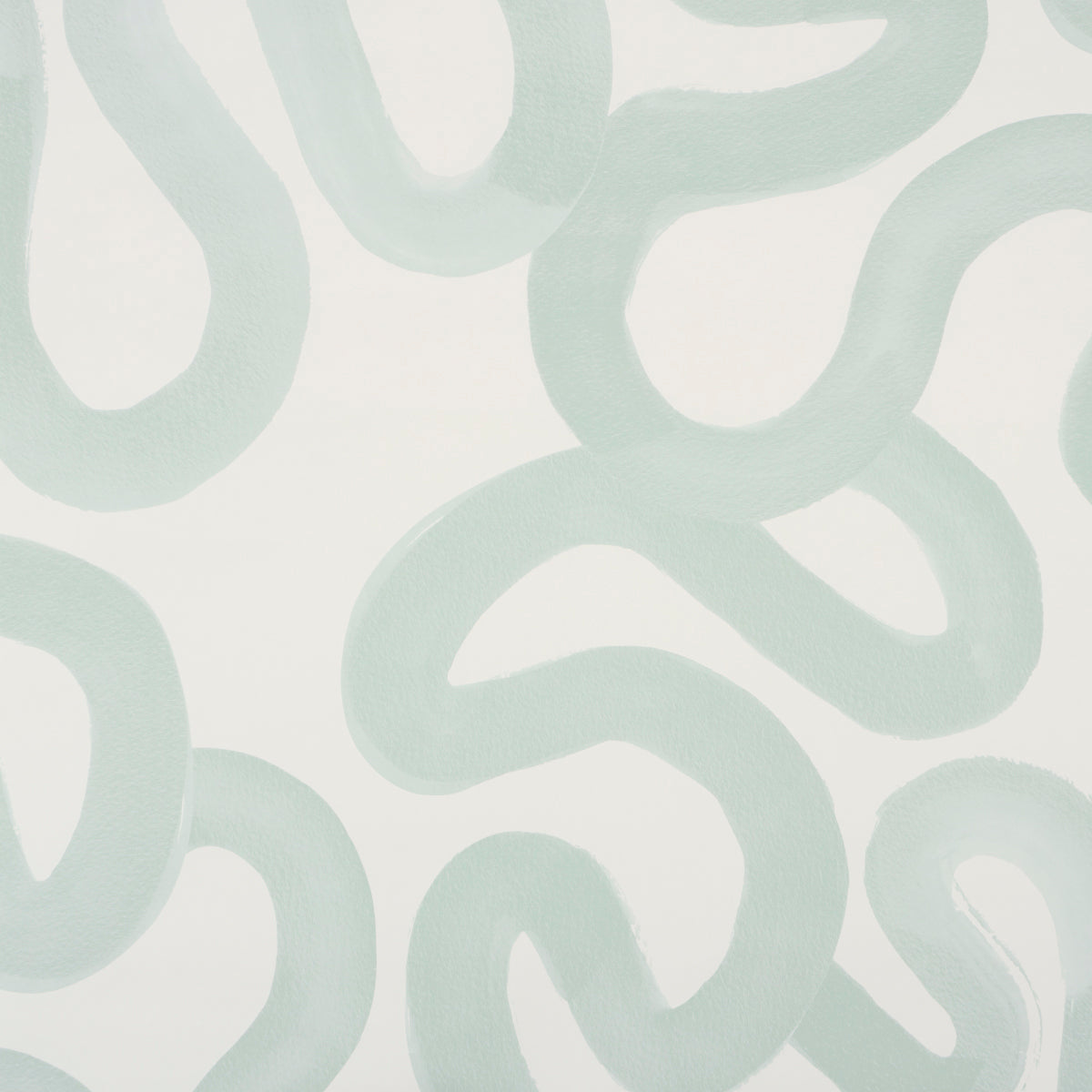 Trace wallpaper in Ice by Hadiya Williams for Schumacher, featuring a gestural, painterly abstract design in soft blue-green on white.