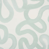Trace wallpaper in Ice by Hadiya Williams for Schumacher, featuring a gestural, painterly abstract design in soft blue-green on white.