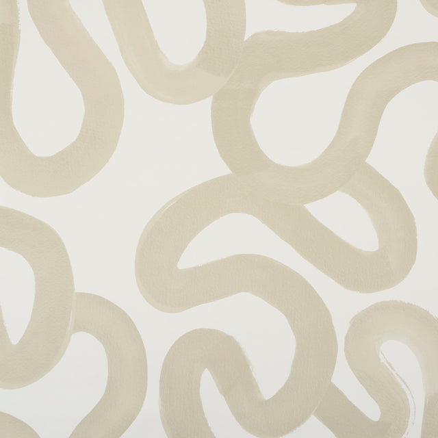 Trace wallpaper in Sand by Hadiya Williams for Schumacher features a gestural, painterly abstract design in neutral tones.