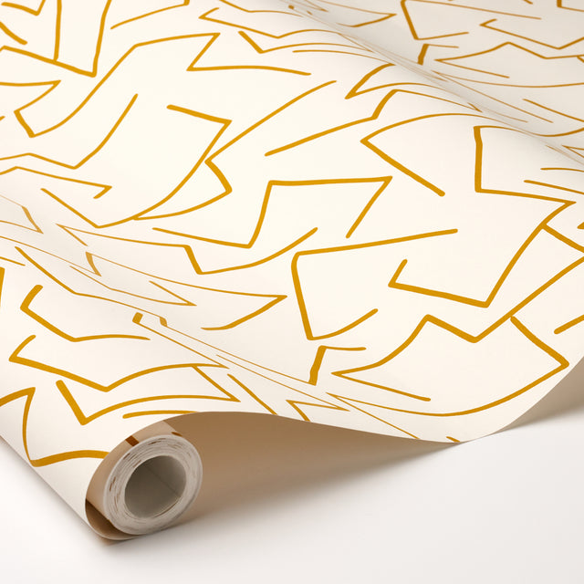 Tangent Ochre by Hadiya Williams Abstract Linear Wallpaper – Schumacher 5014000