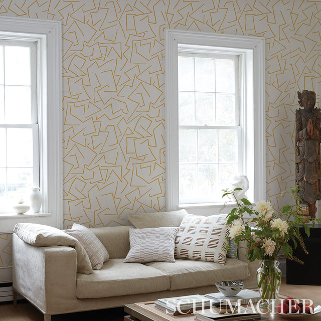Tangent Ochre by Hadiya Williams Abstract Linear Wallpaper – Schumacher 5014000