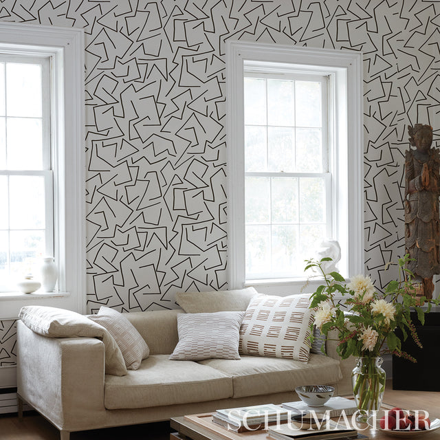Tangent Ivory Abstract Linear Wallpaper by Hadiya Williams – Schumacher 5014001