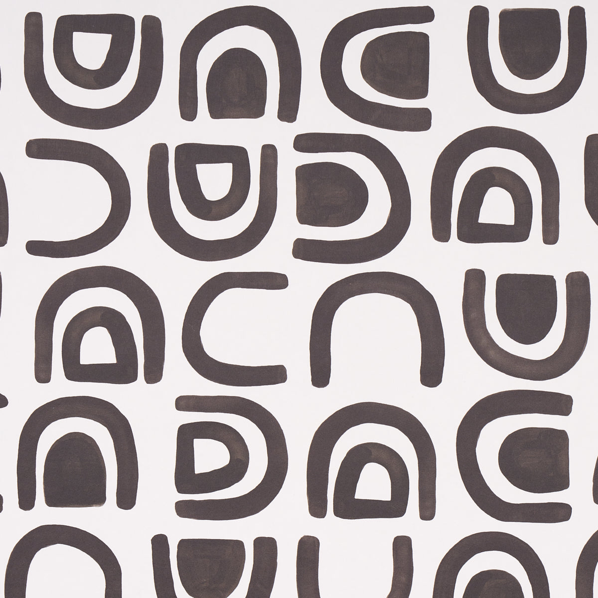 Threshold wallpaper in Carbon by Hadiya Williams for Schumacher, featuring a modern abstract grid pattern in black on white.