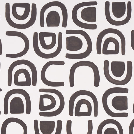 Threshold wallpaper in Carbon by Hadiya Williams for Schumacher, featuring a modern abstract grid pattern in black on white.