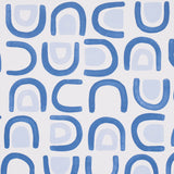 Threshold wallpaper in Lapis by Hadiya Williams for Schumacher, featuring a lively abstract blue grid pattern.