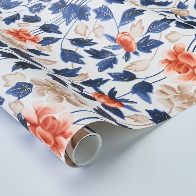 Imari Blue Ink by David Kaihoi Japanese Porcelain Floral Wallpaper – Schumacher 5014050