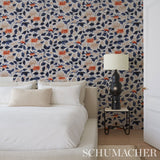 Imari Blue Ink by David Kaihoi Japanese Porcelain Floral Wallpaper – Schumacher 5014050