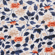 Imari Blue Ink by David Kaihoi for Schumacher - Japanese porcelain inspired floral wallpaper with blue, coral, and beige flowers and leaves.