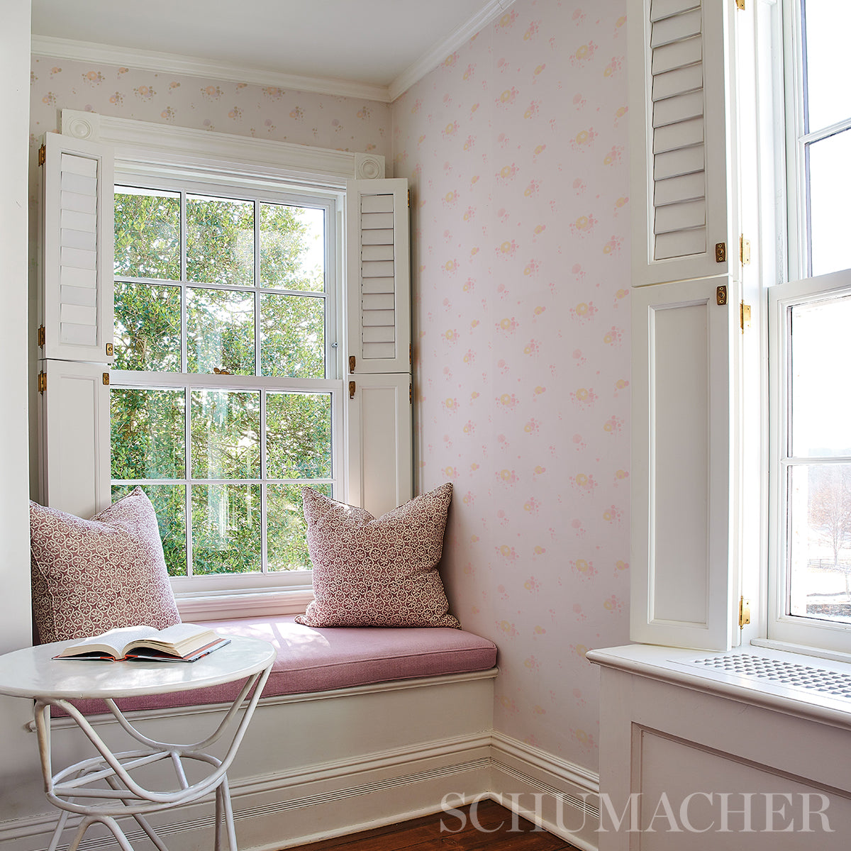 Pom Pom Forest Blush by Marie-Chantal Floral Wallpaper – Schumacher 5014060