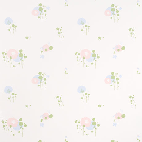 Pom Pom Forest wallpaper in ivory by Marie-Chantal for Schumacher, featuring a delicate small-scale floral pattern.