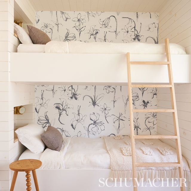 Close Your Eyes and Remember Soft Black by Hera Ford Botanical Wallpaper – Schumacher 5014080