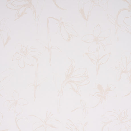 Close Your Eyes and Remember wallpaper in light neutral by Hera Ford for Schumacher, featuring a loose botanical floral pattern.