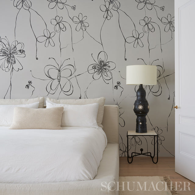 Come Back as a Flower Soft Black by Hera Ford Floral Wallpaper – Schumacher 5014090