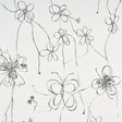 Come Back as a Flower wallpaper in soft black by Hera Ford for Schumacher, featuring hand-drawn floral line art on a light background.