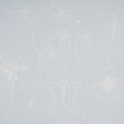 Come Back as a Flower wallpaper in Mineral by Hera Ford for Schumacher. Hand-drawn floral design in soft blue and white, shown in a modern bedroom setting.