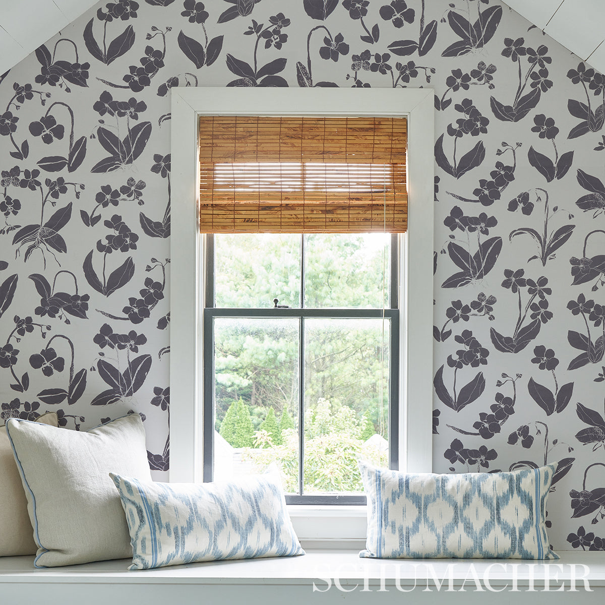 Orchids Have Dreams Soft Black by Hera Ford Painterly Floral Wallpaper – Schumacher 5014100