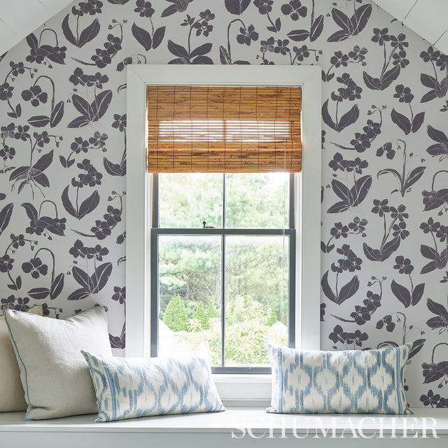 Orchids Have Dreams Soft Black by Hera Ford Painterly Floral Wallpaper – Schumacher 5014100