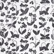 Orchids Have Dreams wallpaper in soft black by Hera Ford for Schumacher, featuring large-scale painterly orchid silhouettes on a white background.