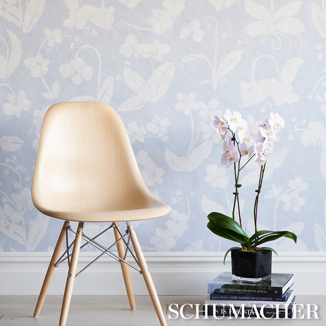 Orchids Have Dreams Sky by Hera Ford Painterly Floral Wallpaper – Schumacher 5014101