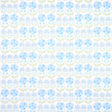 Anjuna Floral Sky wallpaper by Schumacher featuring stylized blue flowers in a hand-block print inspired by antique Suzani textiles.