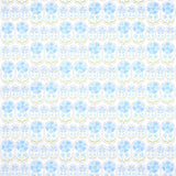 Anjuna Floral Sky wallpaper by Schumacher featuring stylized blue flowers in a hand-block print inspired by antique Suzani textiles.