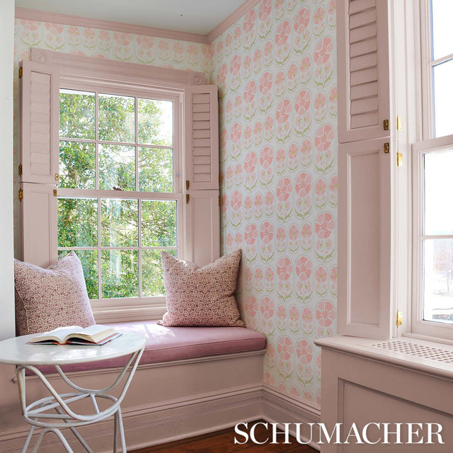 Anjuna Floral Blush by Schumacher Vintage Suzani-Inspired Floral Wallpaper – Schumacher 5014112