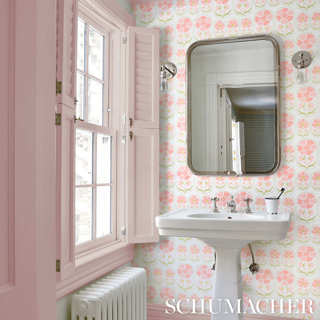 Anjuna Floral Blush by Schumacher Vintage Suzani-Inspired Floral Wallpaper – Schumacher 5014112