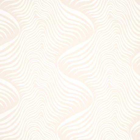 Sauvage in Natural by Schumacher - Abstract animal-inspired wallpaper in a tonal, wavy pattern, shown in a modern interior setting.