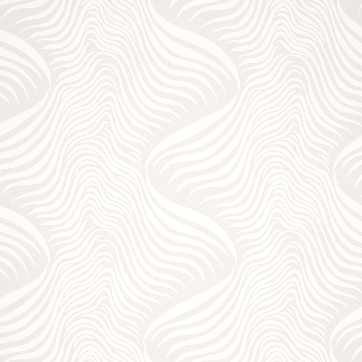Sauvage in Dove by Schumacher - abstract animal-inspired wallpaper in soft neutral tones, shown in room and detail views.