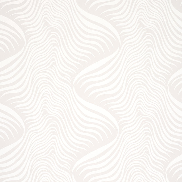 Sauvage in Dove by Schumacher - abstract animal-inspired wallpaper in soft neutral tones, shown in room and detail views.
