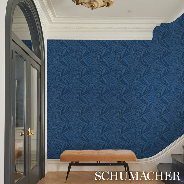 Sauvage Navy Abstract Animal Wallpaper – Schumacher 5014152