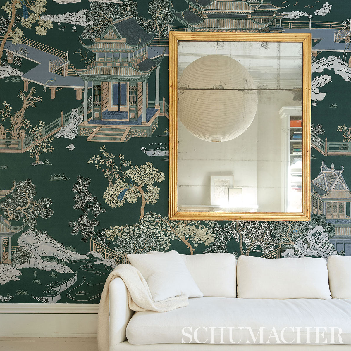 Coromandel Panel Set Alabaster by Schumacher Scenic Wallpaper Panel – Schumacher 5014160
