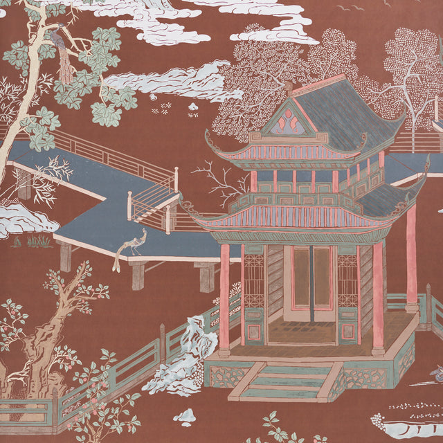 Coromandel Panel Set Cinnabar by Schumacher Scenic Chinoiserie Wallpaper – Schumacher 5014161
