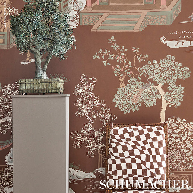 Coromandel Panel Set Cinnabar by Schumacher Scenic Chinoiserie Wallpaper – Schumacher 5014161