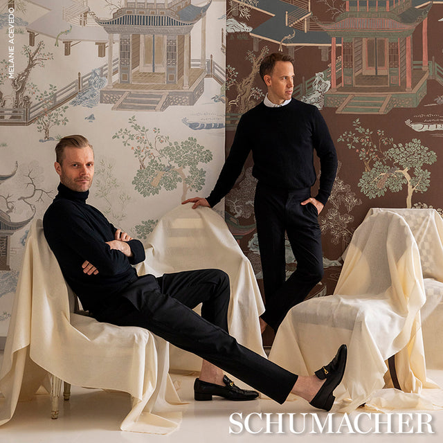 Coromandel Panel Set Midnight Green Scenic Wallpaper by Schumacher – Miles Redd 5014162