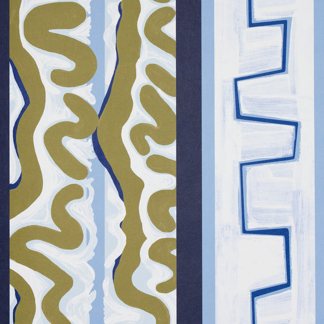 Night at the Opera Deep Blue & Olive by Schumacher Backdrop Collection Wallpaper – Schumacher 5014180