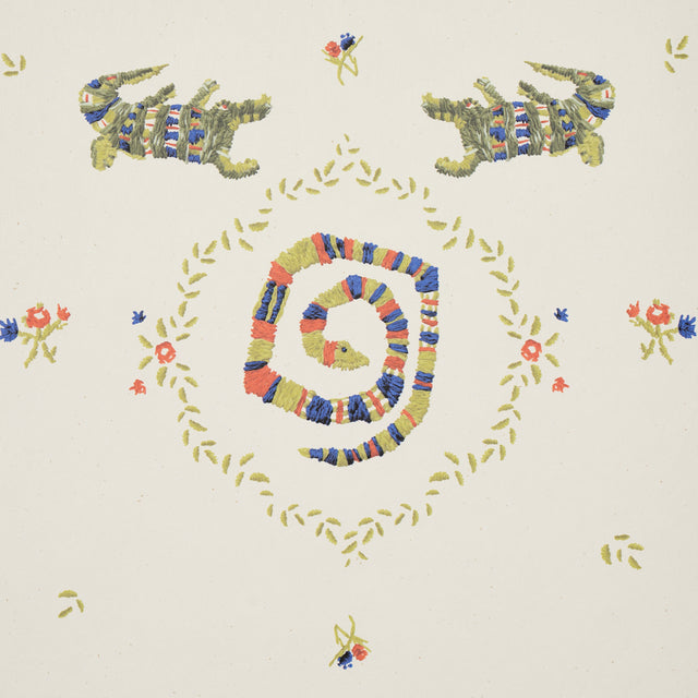 Reptilia Bright Multi by Schumacher Playful Embroidered Animal Wallpaper – Schumacher 5014190