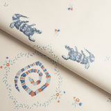 Reptilia Warm Blue by Schumacher Playful Embroidered Animal Wallpaper – Schumacher 5014191