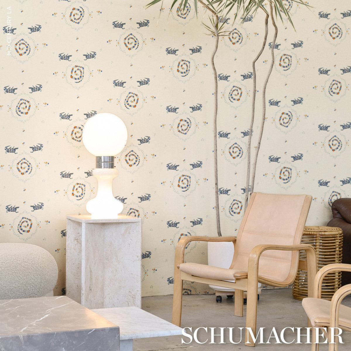 Reptilia Warm Blue by Schumacher Playful Embroidered Animal Wallpaper – Schumacher 5014191