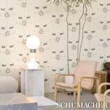 Reptilia Warm Blue by Schumacher Playful Embroidered Animal Wallpaper – Schumacher 5014191
