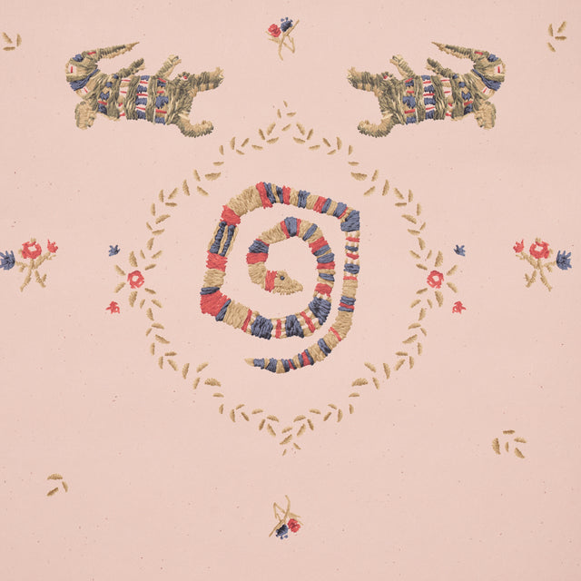 Reptilia Muted Pink by Schumacher Playful Embroidered Animal Wallpaper – Schumacher 5014192