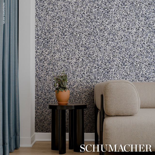 Superbloom Deep Blue by Backdrop Small-Scale Floral Wallpaper – Schumacher 5014201