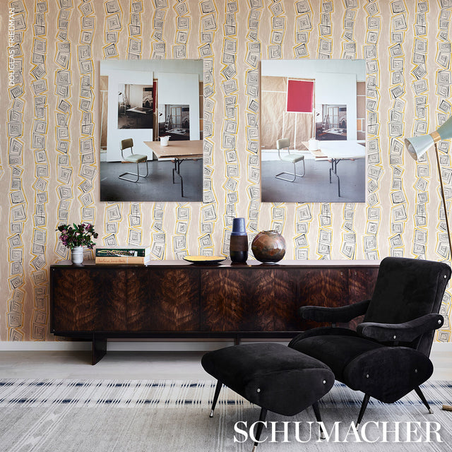 Taboo Warm Beige by Schumacher Abstract Stripe Wallpaper – Schumacher 5014210